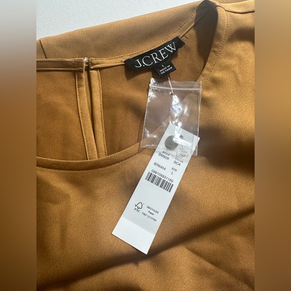 NWT J. Crew Women Brown Winter Garden Top Size Large Bell Sleeve Crew Neck - Picture 3 of 7
